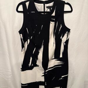 Banana Republic Black and White Brushstroke Midi Dress